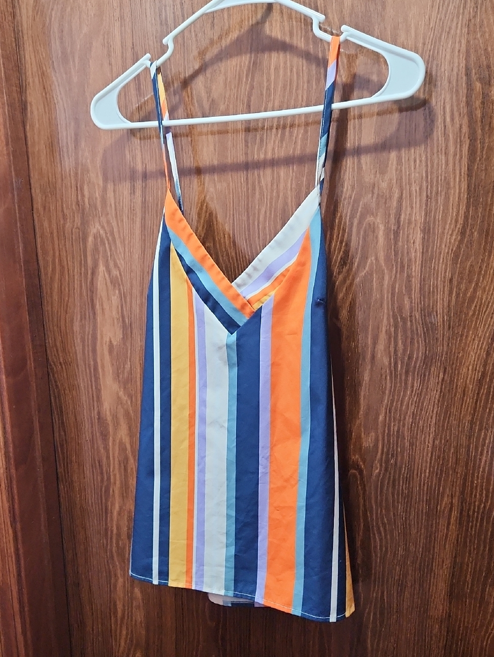 SHEIN Multicolor Striped Cami Top With Criss-cross Back